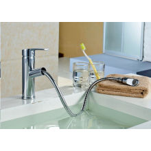 Q13003 Chrom Extensible Spout Deck-Mount Basin Faucet Mixer Tap